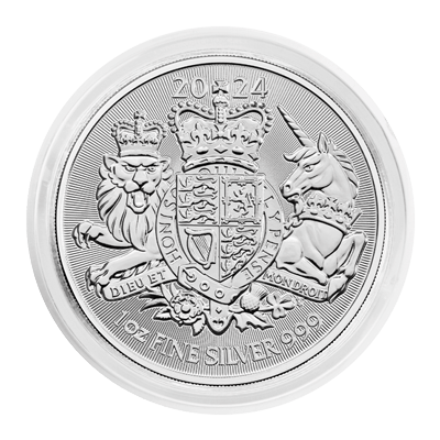 A picture of a Pièce d’argent de 1 oz des armoiries royales (2024)